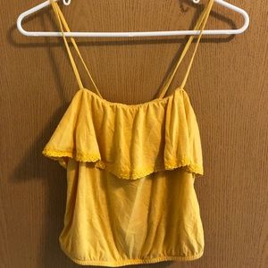 AE Yellow Spaghetti Strap Crop Top